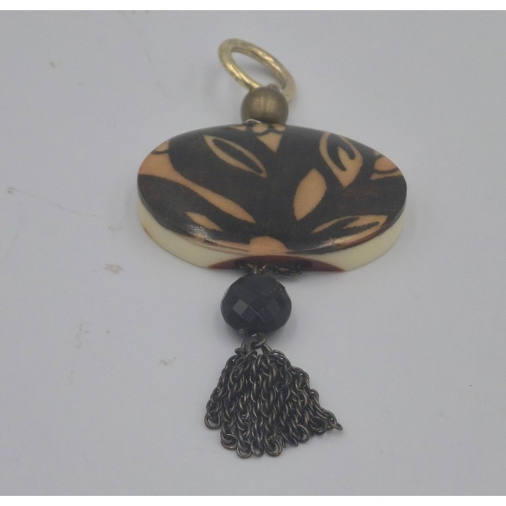 Unbranded Pendant Women OS Black Cream Good Vintage Boho Botanical Tassel